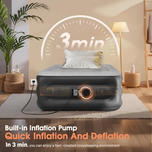 VOSSER Twin Air Mattress with Built-In Pump and Storage Bag