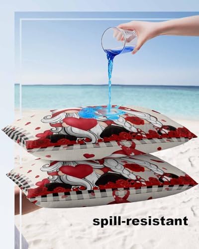 Waterproof Pillow Protector 2 Pack with Red Heart Plaid Design 1