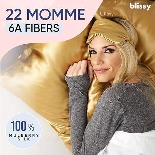 Blissy Silk Pillowcase - 22 Momme 6A Grade Gold Regular Queen King