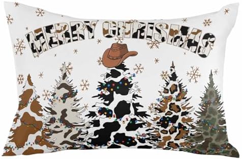 Waterproof Pillow Protector 2 Pack Christmas Themed Cow Tree Design 12x20 Inch