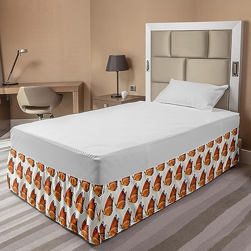 Ambesonne Butterfly Bed Skirt TwinTwin XL Pale Vermilion and Brown