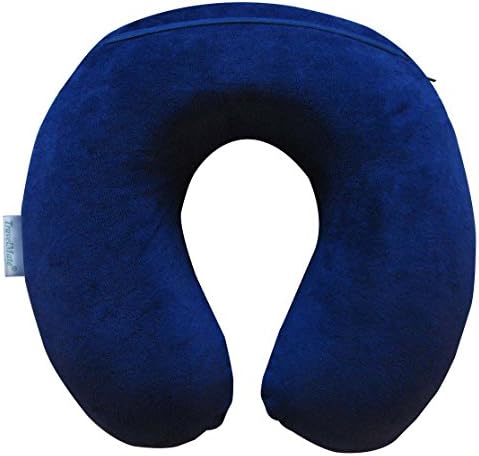 TravelMate Memory Foam Neck Pillow - Adjustable Dark Blue