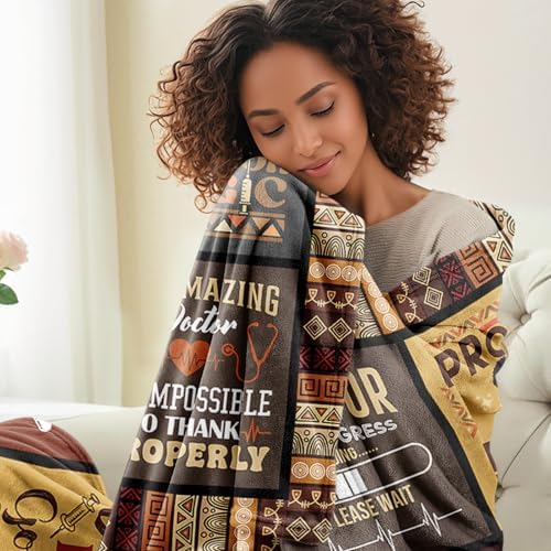 African American Doctor Throw Blanket 60 x 50
