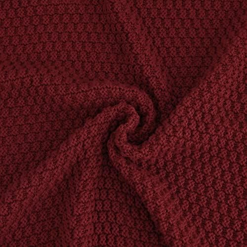 Longhui Bedding Wine Red Knitted Throw Blanket