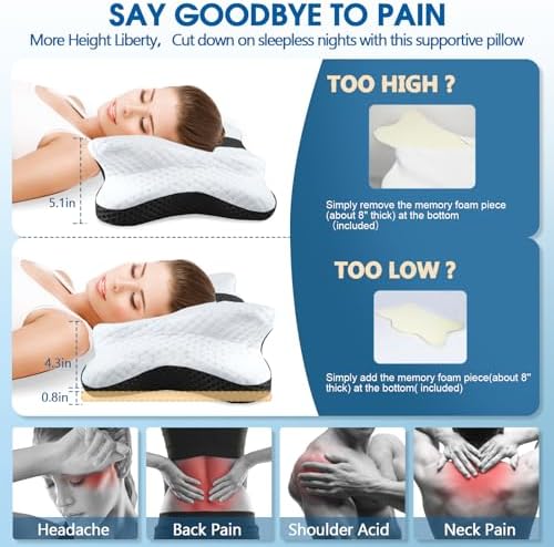 CHxxy Memory Foam Cervical Pillow for Neck Shoulder Pain Relief