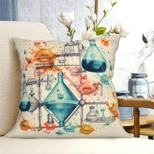 Ogniwo Chemistry Print Throw Pillow 12x12 Inch