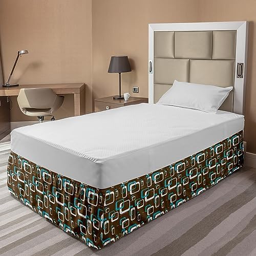 Ambesonne Geometric Bedskirt - TwinTwin XL Dark Cocoa Sky Blue 1