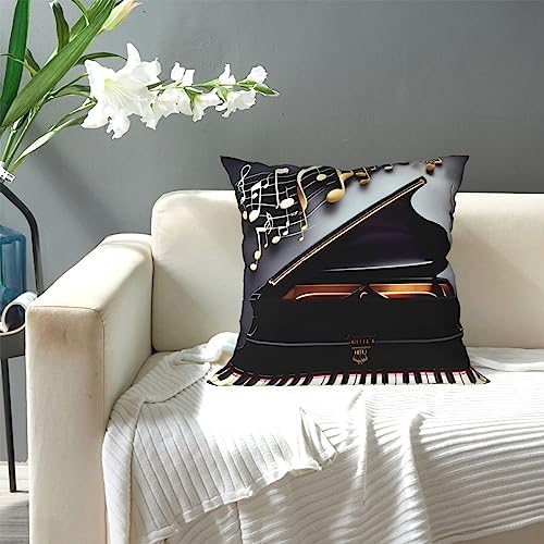 Ogniwo Music Note Pianos Throw Pillow 12x12 Inch