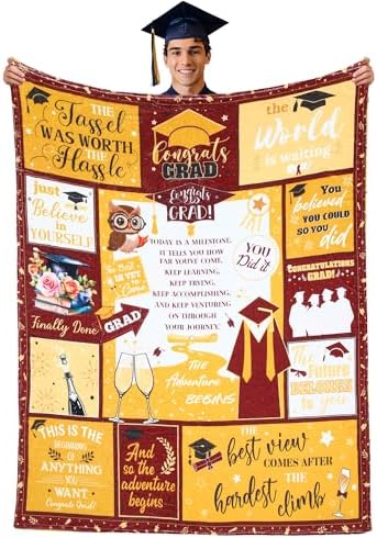 Tranqun Graduation Throw Blanket 60 x 50 Maroon