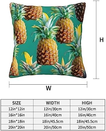 Tropical Pineapple Throw Pillow 12x12 Inch Soft Square Cushion Cover