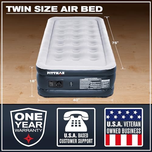 Pittman - Twin Air Mattress with Built in Pump - Black