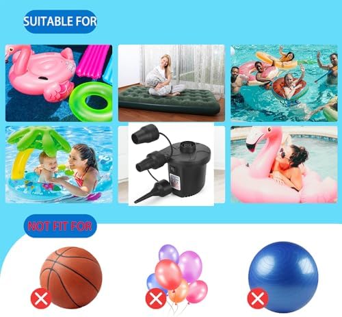 BOMPOW Electric Air Pump with Deflator and 3 Nozzles