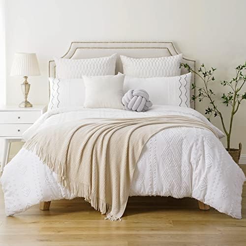BATTILO HOME Beige Throw Blanket 50x60 Soft Chenille with Tassels