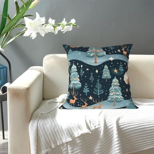 Ogniwo Blue Christmas Tree Throw Pillow 12x12 Inch 1