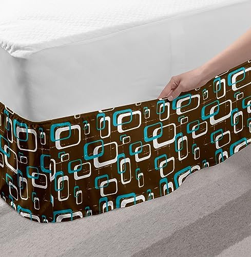 Ambesonne Geometric Bedskirt - TwinTwin XL Dark Cocoa Sky Blue 1