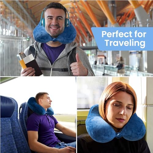 Anmerl Inflatable Travel Pillow with Velvet Cover