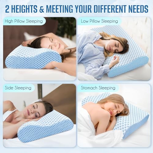 BlissTrends Cervical Pillow for Neck Support and Sleep Comfort Blue