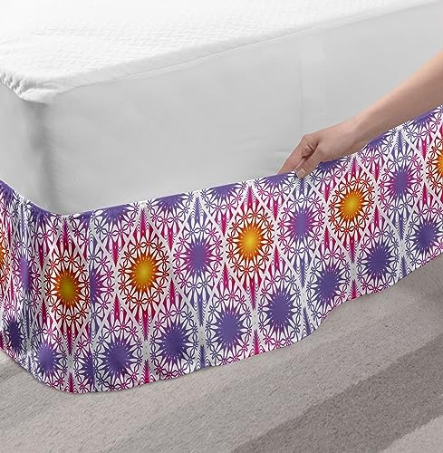 Ambesonne Tribal Bedskirt with Gradient Floral Design 1
