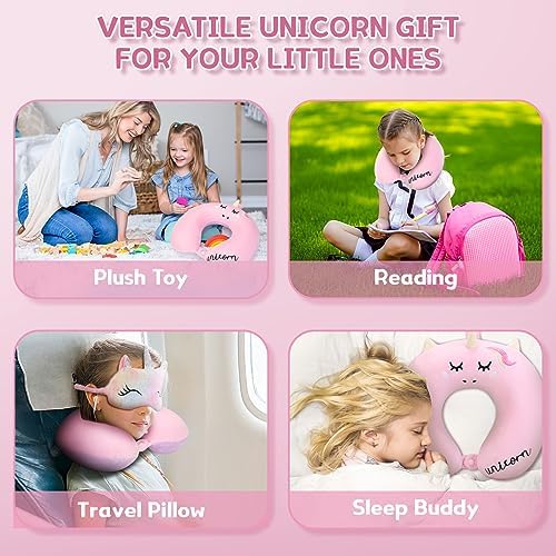 Unicorn Kids Travel Neck Pillow with Eye Mask 1