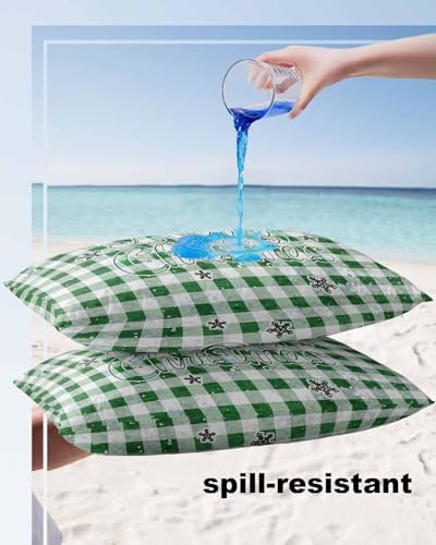 Waterproof Pillow Protector 2 Pack - Forest Green White Plaid