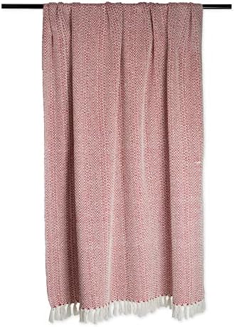 DII Herringbone Striped Cotton Throw Blanket 50x60 Barn Red