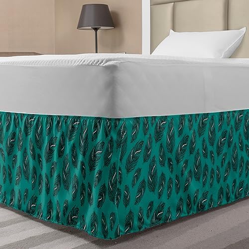 Ambesonne Boho Bedskirt with Oriental Peacock Print