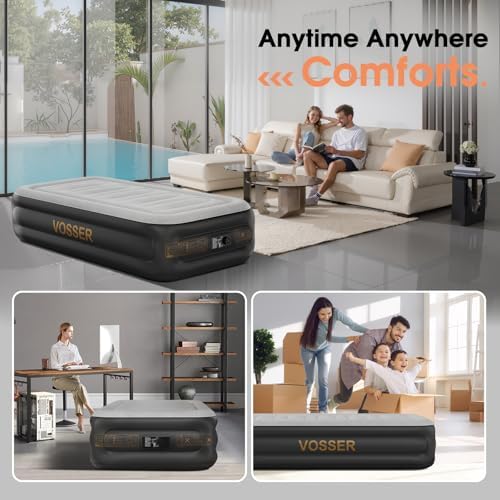 VOSSER Twin Air Mattress with Built-In Pump and Storage Bag