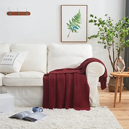 Longhui Bedding Wine Red Knitted Throw Blanket