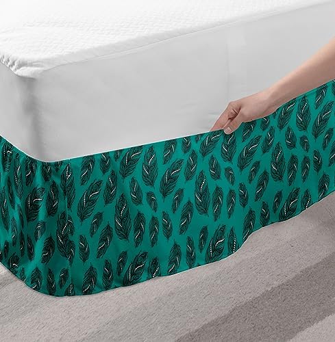 Ambesonne Boho Bedskirt with Oriental Peacock Print