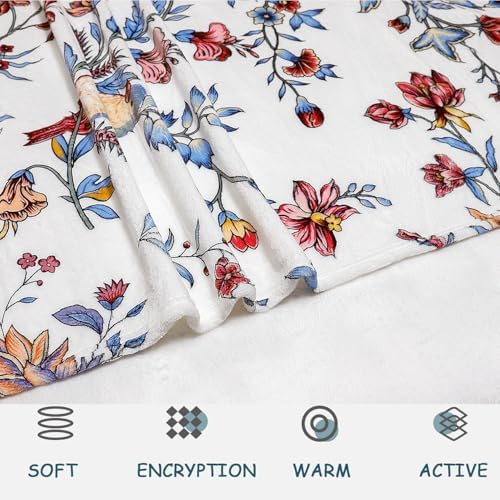 Bestraily Bird Floral Throw Blanket 60 x 80