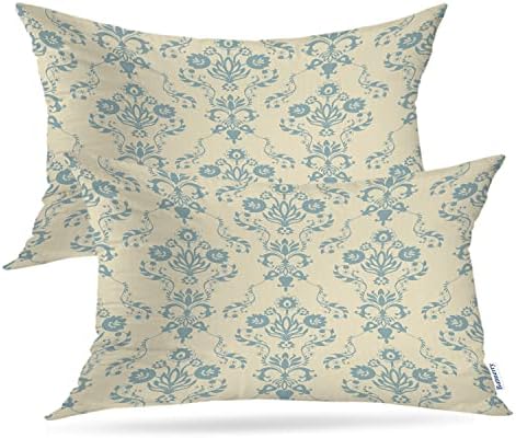 Batmerry Retro Blue Flowers Floral Throw Pillow Covers