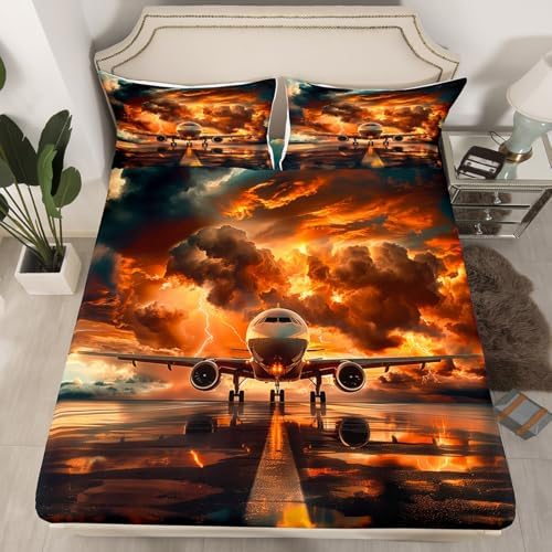Manfei Sunset Sky Dusk Clouds Queen Fitted Sheet Set 1
