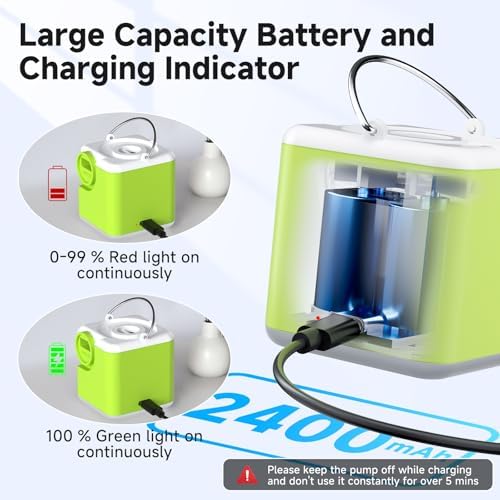 Clopria Portable Air Pump with Camping Light and 2400mAh Battery