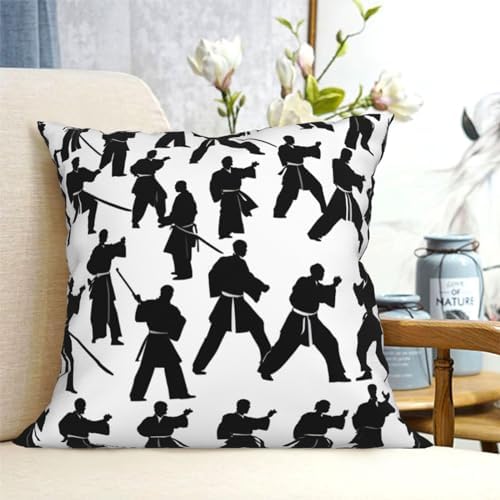 Ogniwo Silhouettes Martial Arts Throw Pillow 12x12 Inch