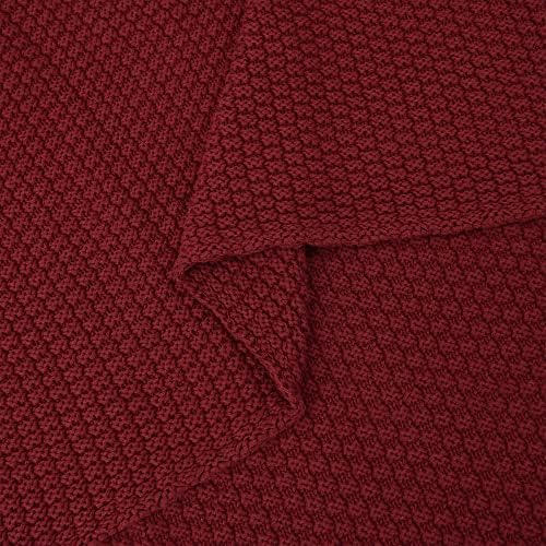 Longhui Bedding Wine Red Knitted Throw Blanket