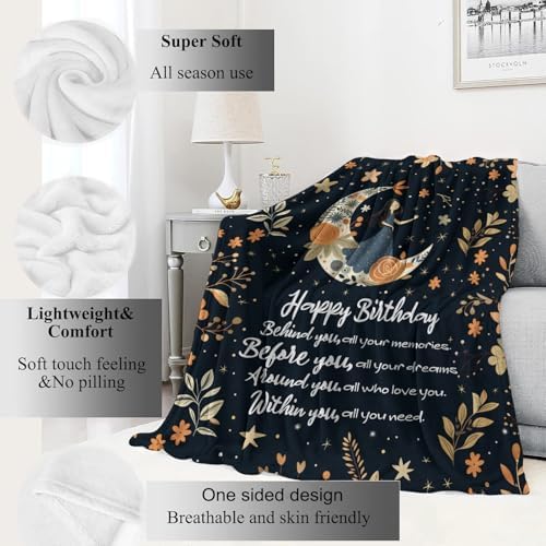 Moon and Stars Birthday Throw Blanket for Daughter