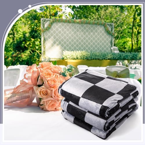 Buryeah 6 Pcs Checkered Flannel Throw Blankets Black Grey Cozy