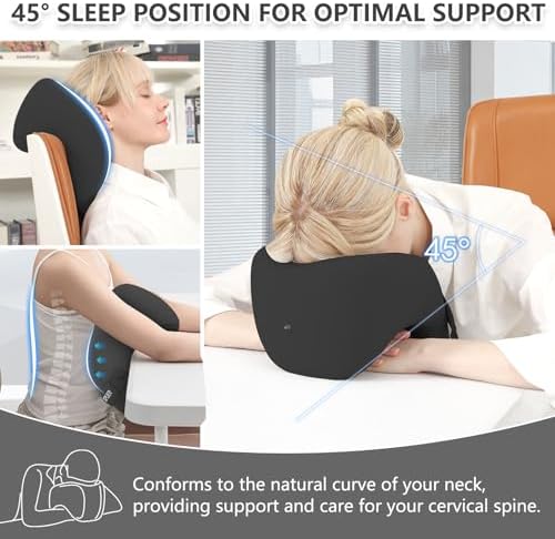SPUER 2in1 Ergonomic Memory Foam Travel Pillow - Adjustable Black