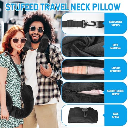 Xlapo 2 Pack Travel Neck Pillow with Clothes Storage Bag