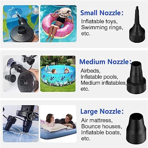 Electric Air Pump with 3 Nozzles 130W Powerful Portable Inflator