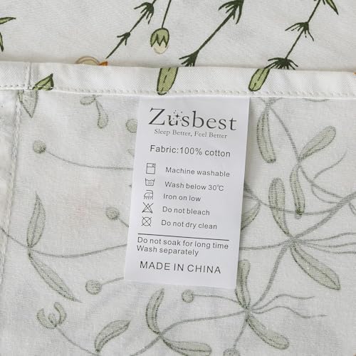 Zusbest 100 Cotton Floral Pillow Cases Set of 2 Reversible
