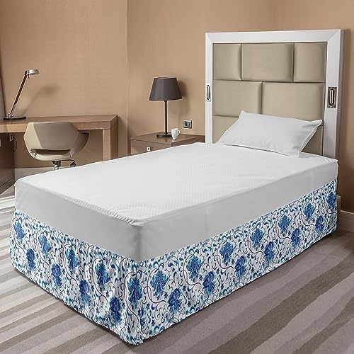 Ambesonne Botany Bed Skirt TwinTwin XL Blue and Indigo
