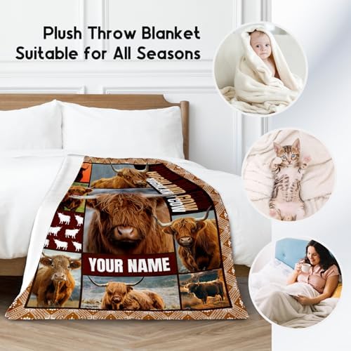 Personalized Highland Cow Blanket - Soft Fuzzy Cozy 40x50 Throw
