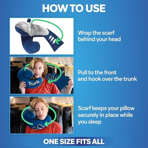 J-Pillow Travel Pillow for Airplanes with Anti-Slip Scarf