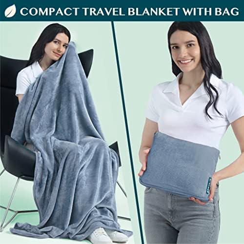 PAVILIA Travel Blanket Pillow 60x43 Slate Blue