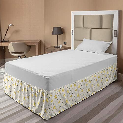 Ambesonne Botanical Bed Skirt with Elastic Wrap