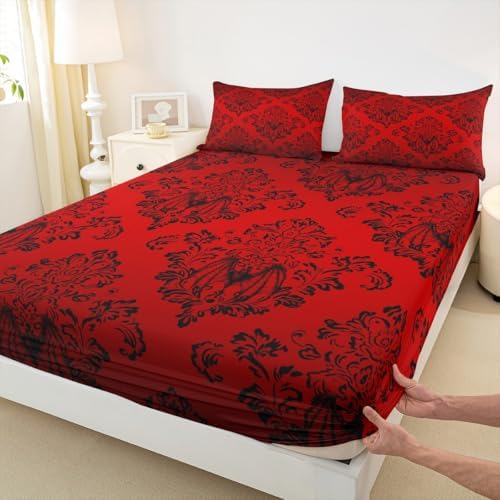 Manfei Gothic Victorian Fitted Sheet Set Queen Size