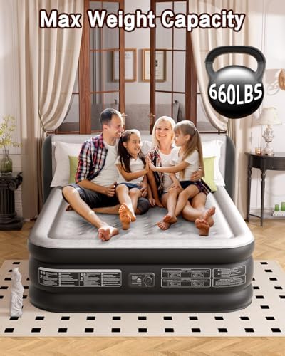 Xsleep Queen Air Mattress with Built-in Pump and Headboard
