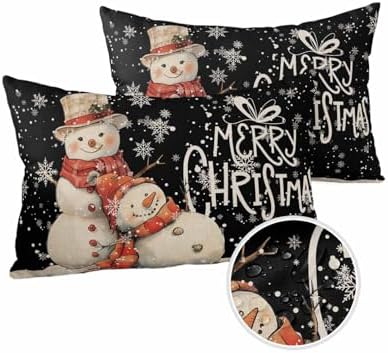 Waterproof Pillow Protector 2 Pack with Zipper Snowman Designs
