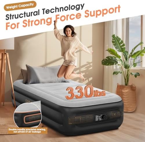 VOSSER Twin Air Mattress with Built-In Pump and Storage Bag